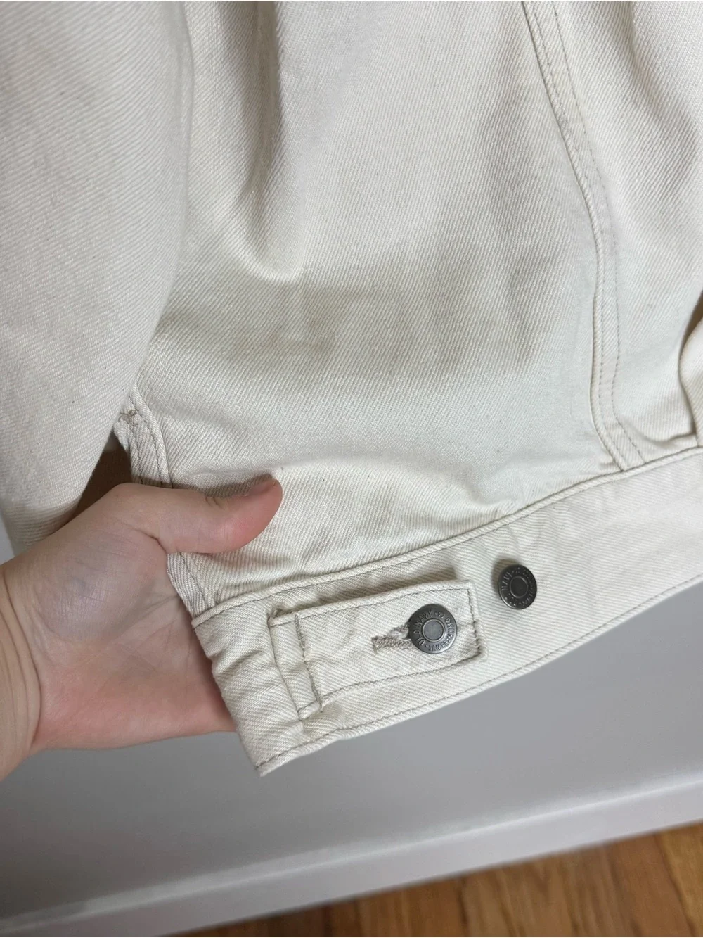 NWT Old Navy Oversized Studded Denim Trucker Jacket - Ecru/Cream